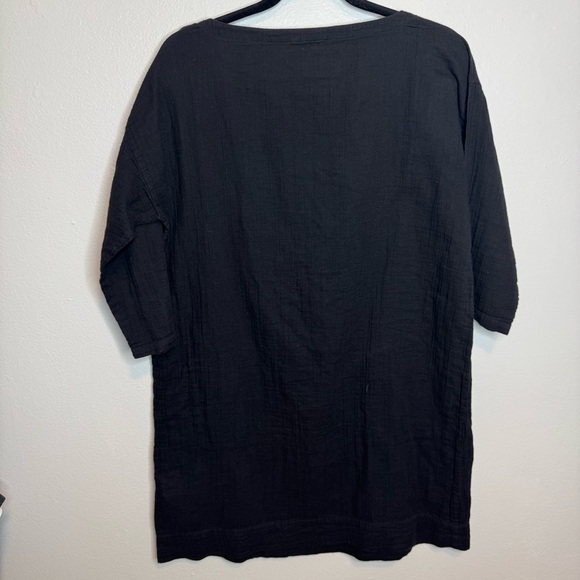 Eileen Fisher 100% Organic Cotton Short Sleeve Mini Dress Pockets - Picture 7 of 8